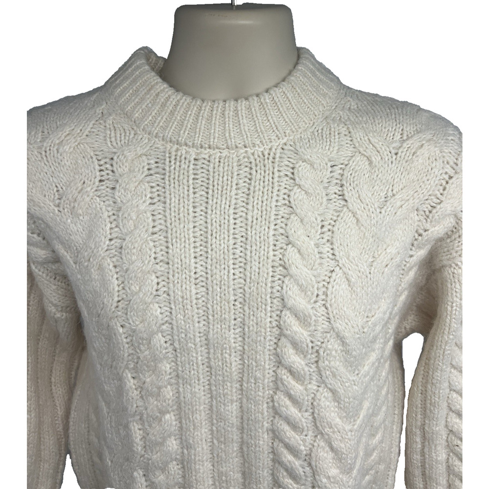New Day Cable Knit Fisherman Pullover Cream Sweater Mens XS Womens Medium New - Picture 4 of 9